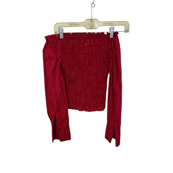 Aeropostale Y2K Off the Shoulder Stretchy Red Blouse Long Sleeve Holiday 2000s - Picture 4 of 4